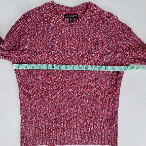 Banana Republic Marled Pink and Purple Knit Crew Neck Sweater - Picture 3 of 7
